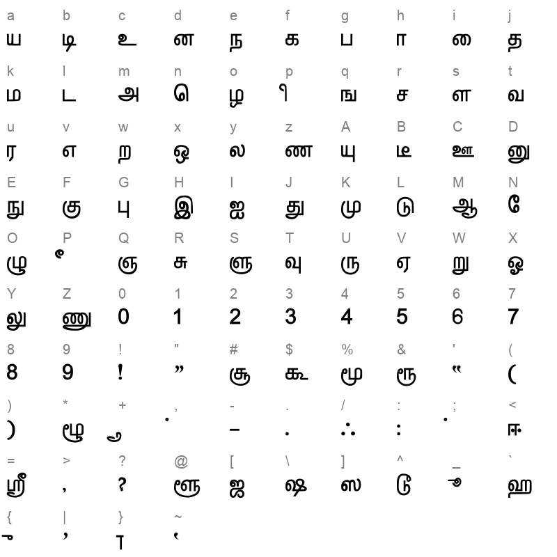 Denisha Bold Character Map