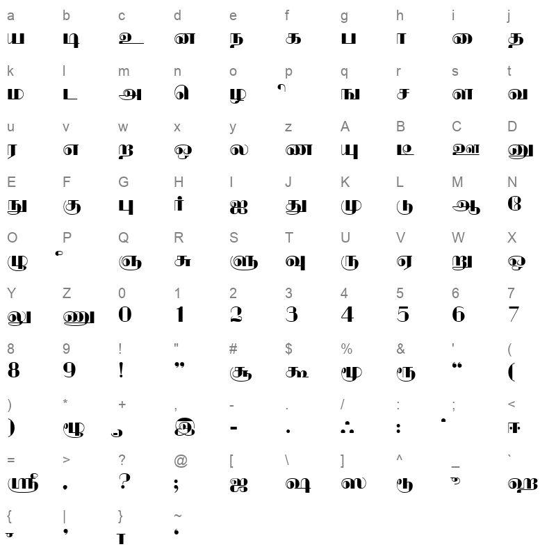 Kksblack Plain Character Map