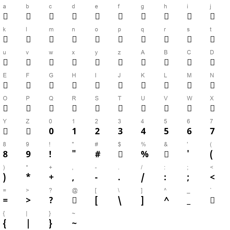 Noto Sans Tamil Bold Character Map