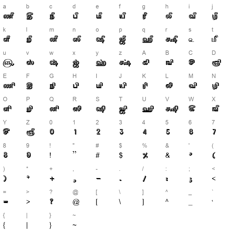 TAM-Tamil039 Normal Character Map