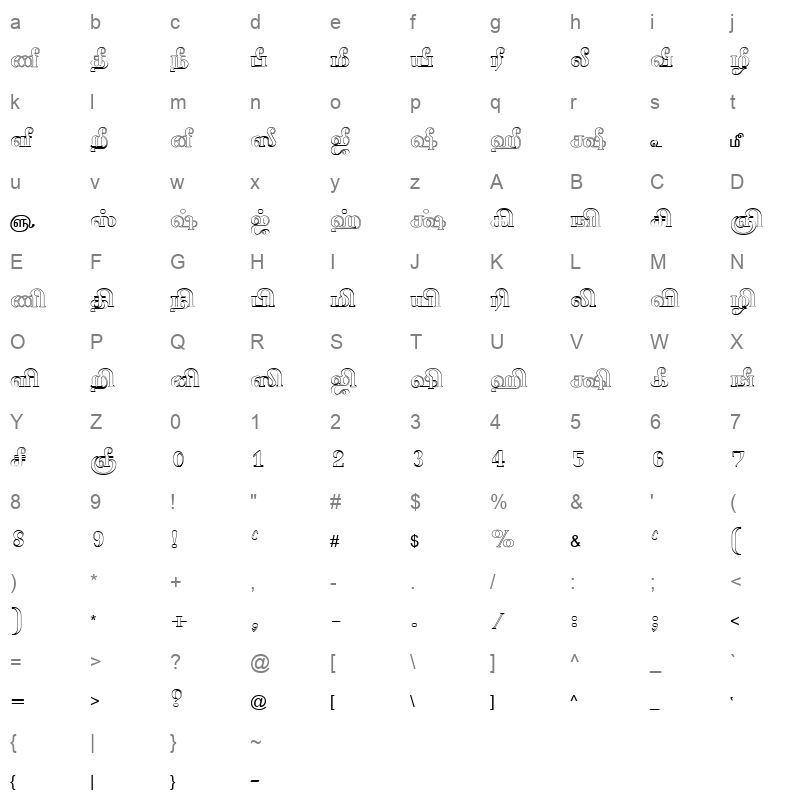 TAM-Tamil069 Normal Character Map