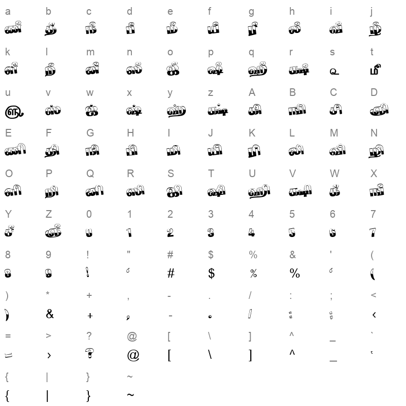TAM-Tamil072 Normal Character Map