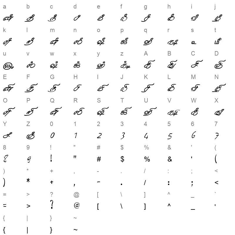 TAM-Tamil087 Normal Character Map