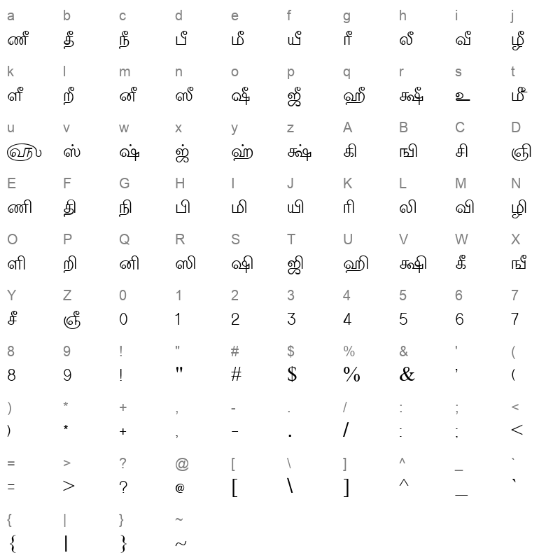 Tam_Shakti_2 Normal Character Map