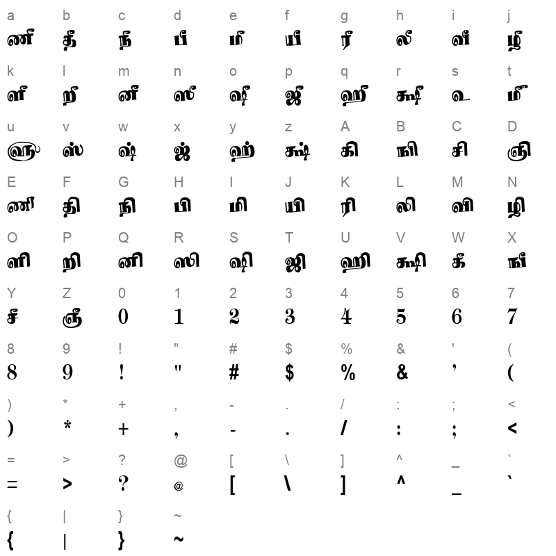 Tam_Shakti_24 Normal Character Map