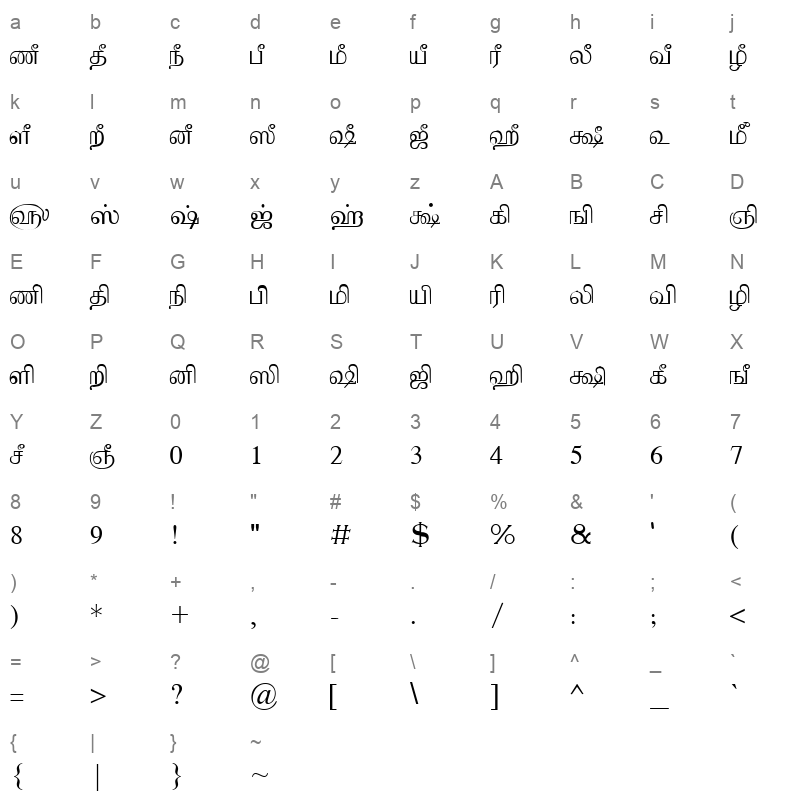 Tam_Shakti_38 Normal Character Map