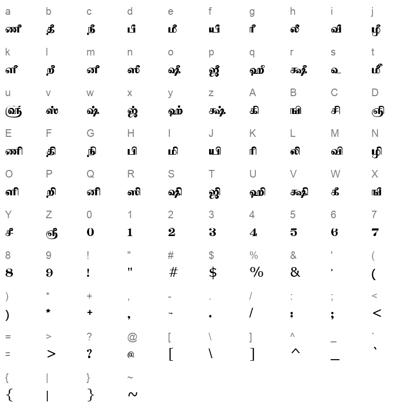 Tam_Shakti_39 Normal Character Map