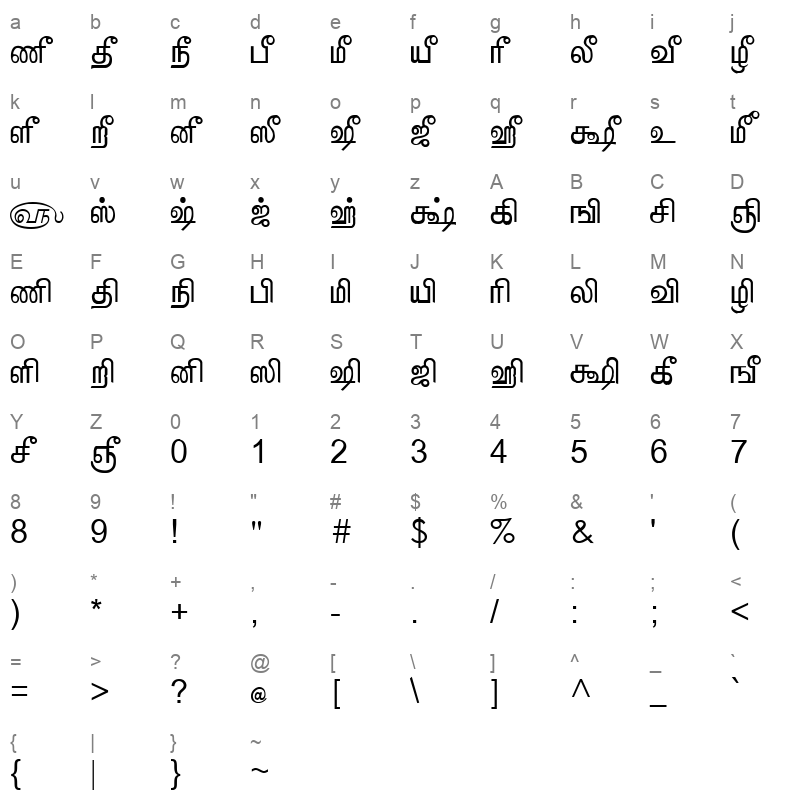 Tam_Shakti_5 Bold Character Map