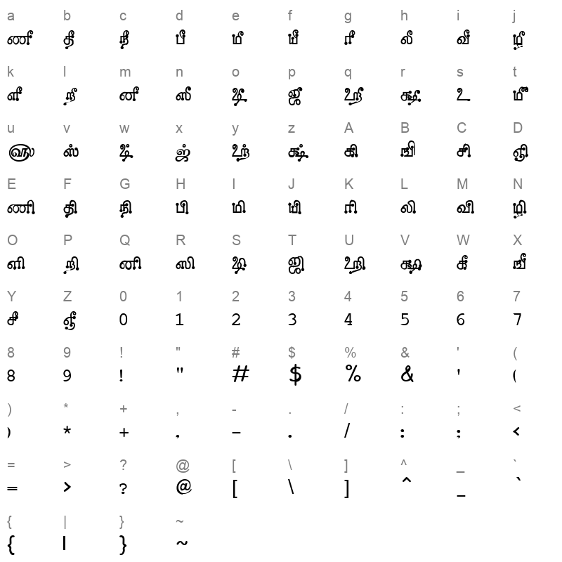 Tam_Shakti_8 Normal Character Map