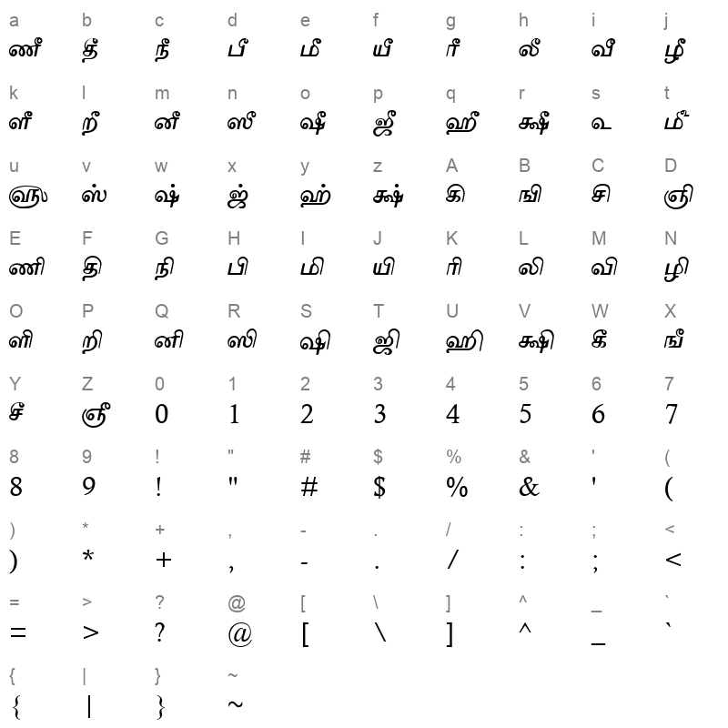 TAMu_Maduram Normal Character Map