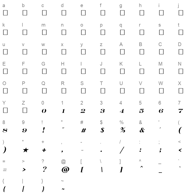 TAU-Kabilar Italic Character Map