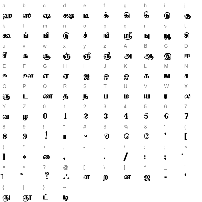 TBoomiH Bold Character Map